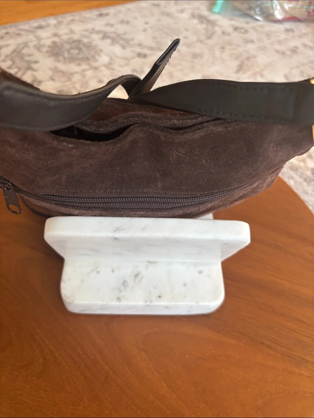 Gianni Bernini  Suede Messenger Bag with Black Strap